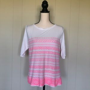 J Crew hot pink Aztec print top size medium